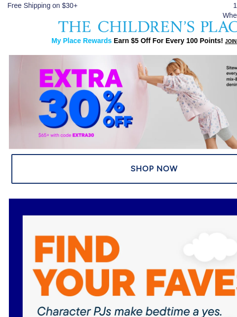 childrensplace newsletter: Found: Your Fave 40% OFF Character PJs 😴
