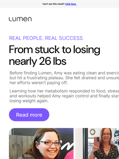lumen newsletter: Amy’s journey of losing nearly 26 lbs