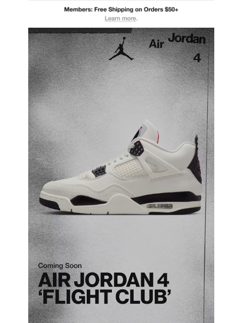 nike newsletter: Coming soon: Air Jordan 4 ‘Flight Club’
