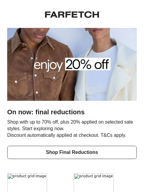 farfetch newsletter: Final reductions are on now