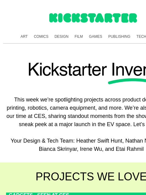 kickstarter newsletter: CES highlights, bold builds, and what’s next
