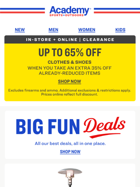 academy newsletter: More Clearance Savings: Now Up to 65% OFF!