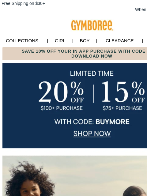 gymboree newsletter: LAST DAY! 🔔 20% Off Your Order Ends Tonight 🔔