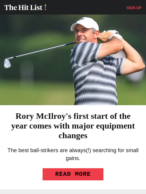 golfdigest newsletter: Rory starts year with major equipment changes