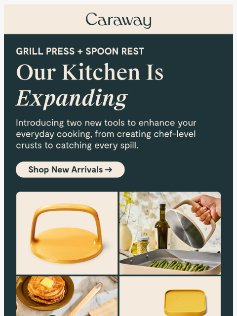 carawayhome newsletter: NEW: Grill Press + Spoon Rest ✨