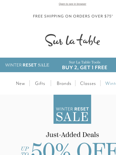 surlatable newsletter: Winter Reset Sale: New Styles Just Added