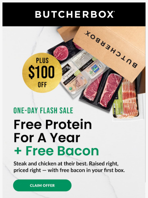 butcherbox newsletter: One-day FLASH sale. GO!