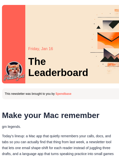 producthunt newsletter: 😸 Give your Mac a brain