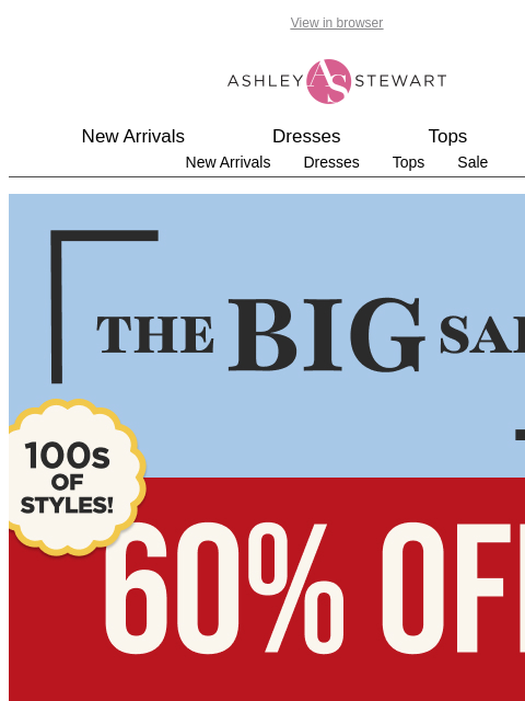 ashleystewart newsletter: Last Chance 60% off! Hundreds of styles