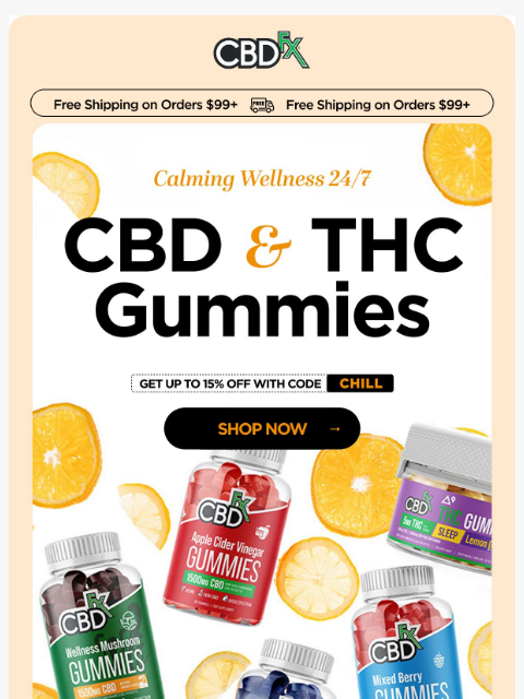 cbdfx newsletter: Enjoy the fruity flavors of CBD & THC Gummies! 🍒