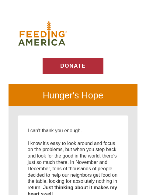 feedingamerica newsletter: Are you feeling the chill yet? Can you help spread...