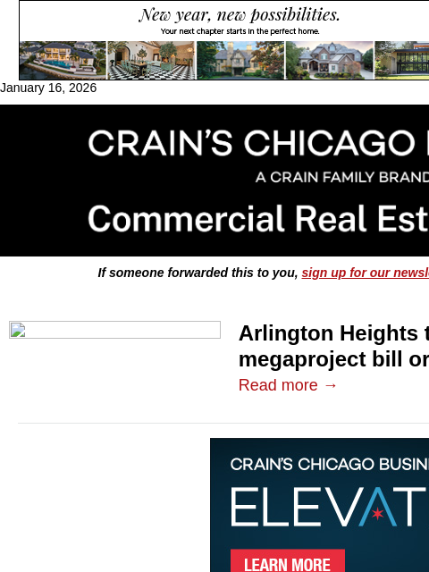 crainalerts newsletter: Arlington Heights steps up Bears stadium push