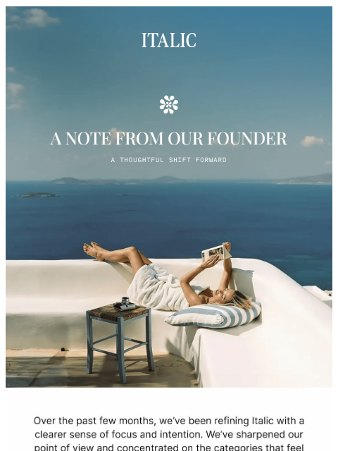 italic newsletter: A note from our founder.