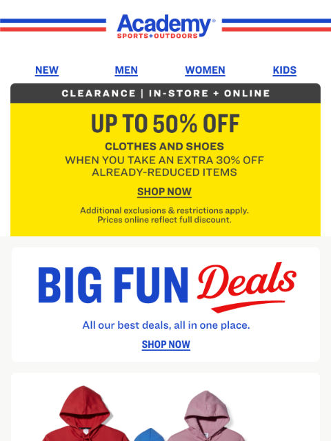 academy newsletter: Up to 50% off These Big Fun Deals!