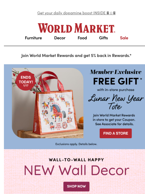 emailworldmarket newsletter: ‼️Heads up! FREE TOTE coupon expires today.