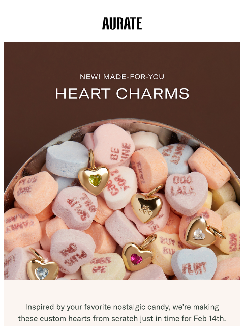 auratenewyork newsletter: 20% OFF NEW 🍬 HEART CHARMS