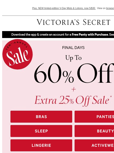 victoriassecret newsletter: Sale on Sale—Extra 25% Off