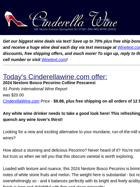 winelibrary newsletter: 2024 Nestore Bosco Pecorino Colline Pescaresi (91 ...