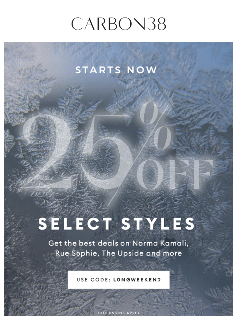 carbon38 newsletter: 25% off: Norma Kamali, The Upside + more