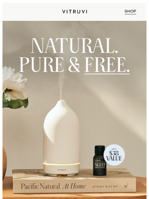 vitruvi newsletter: FREE Essential Oil/Blend With Your New Water-Based...