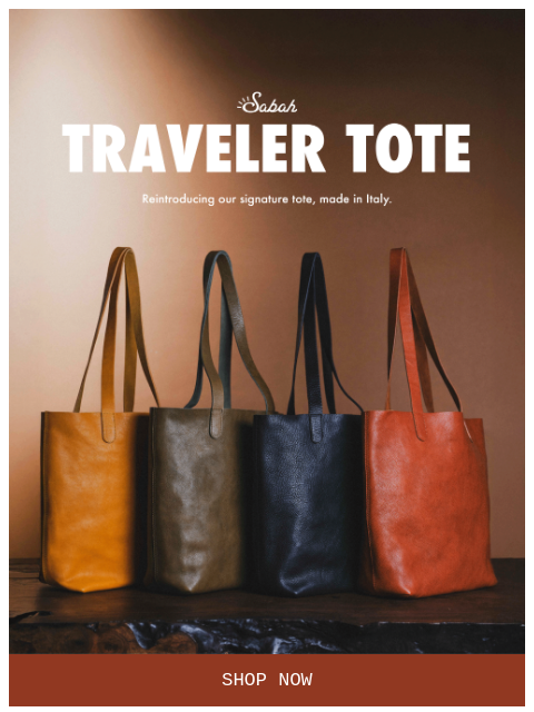 sabah newsletter: Reintroducing: The Traveler Tote 🌎