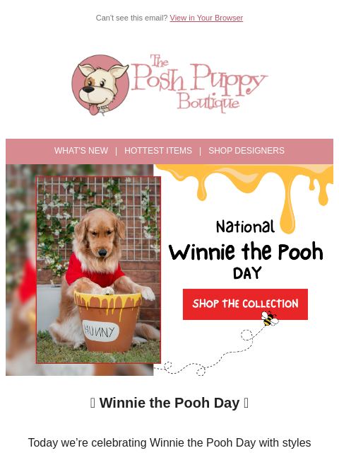 poshpuppyboutique newsletter: Oh, Bother… It’s Winnie the Pooh Day 🍯