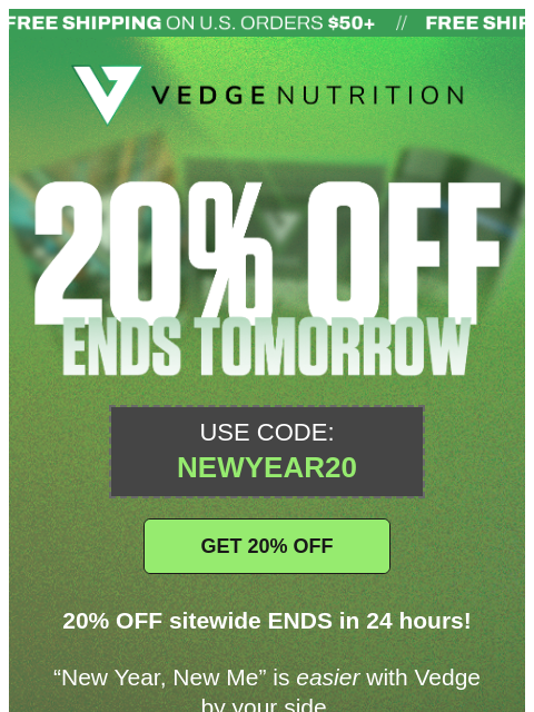 vedgenutrition newsletter: 🌱 20% OFF: Ending Soon