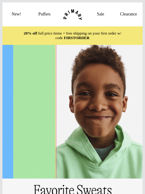 primary newsletter: NEW: Family sweats in fresh colors 🍈🌸💛💠