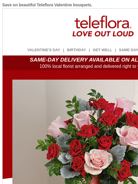 teleflora newsletter: 20% Off 💝Love is in the Air