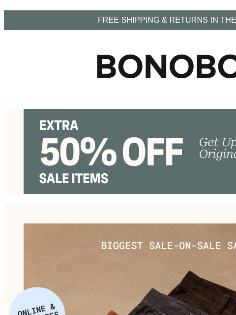 bonobos newsletter: Extra 50% Off Sale on Pants of All Sizes
