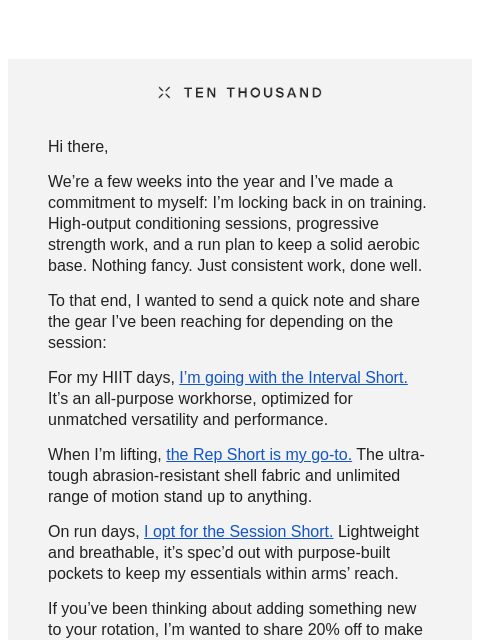 tenthousand newsletter: What I’ve been training in lately
