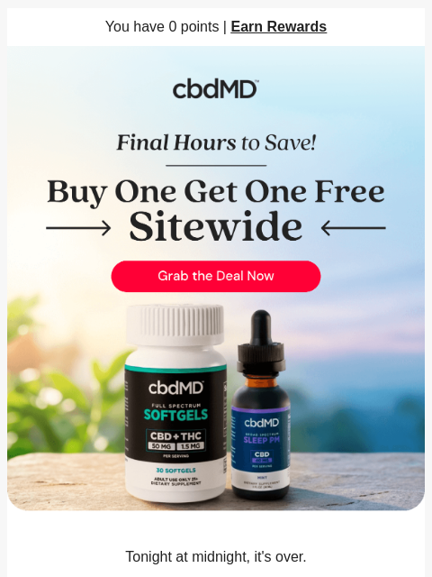 cbdmd newsletter: Final Hours for Buy One, Get One Free