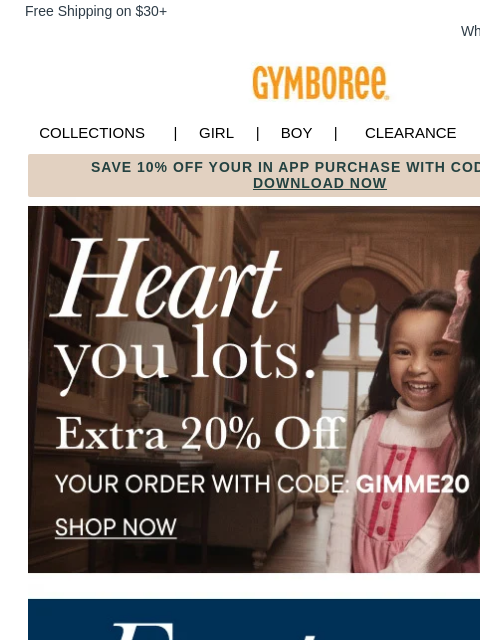 gymboree newsletter: VIP Offer! EXTRA 20% Off Your Order 🙌