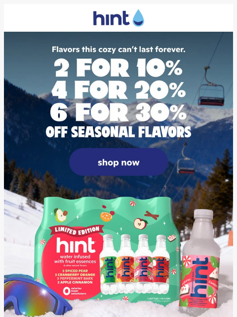 drinkhint newsletter: Stock up on the Hint Winter Variety Pack 💧