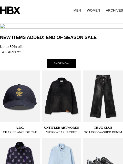 hbx newsletter: NEW STYLES ADDED! END OF SEASON SALE