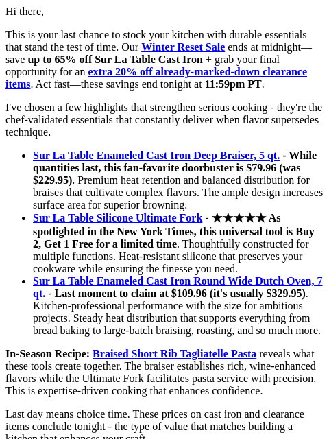 surlatable newsletter: Last Chance: Winter Reset Sale + Extra 20% Off Cle...