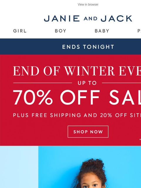 janieandjack newsletter: It's all 20% off, but not for long