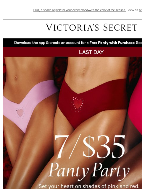 victoriassecret newsletter: Ends Tomorrow: 7/$35 Panties