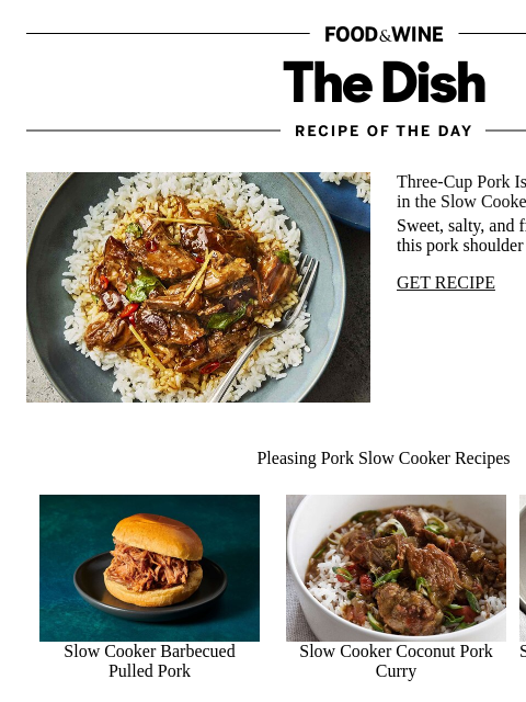 foodandwine newsletter: Three-Cup Pork