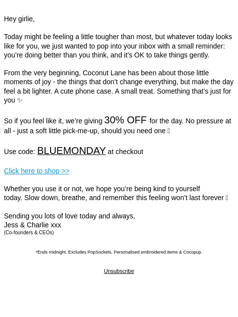 coconut-lane newsletter: A little note, a little love, a not-so-little 30% ...