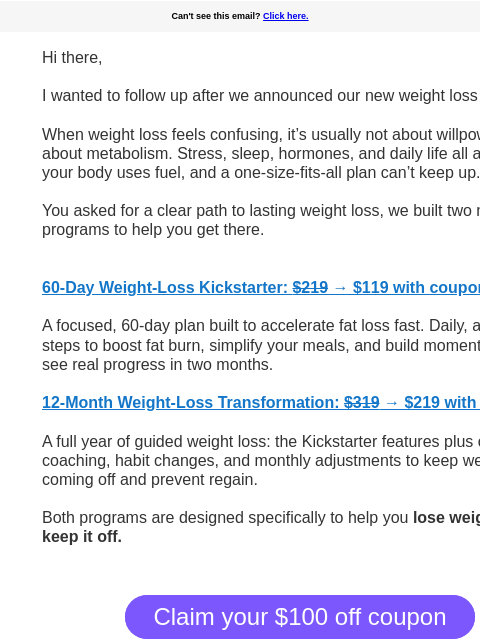 lumen newsletter: The new Lumen weight loss programs, with $100 off
