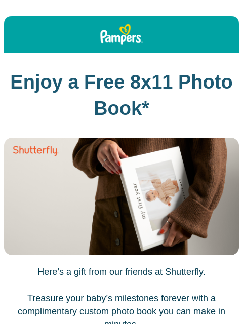 pampers newsletter: Enjoy a Free 8x11 Photo Book from Shutterfly