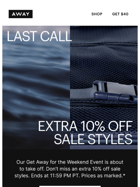 awaytravel newsletter: Ends tonight: extra 10% off sale