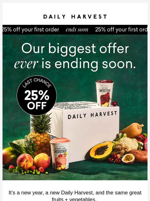 daily-harvest newsletter: Don’t miss this major offer.