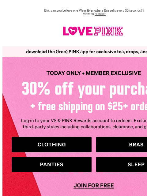 vspink newsletter: Today Only: 30% Off For Rewards Members
