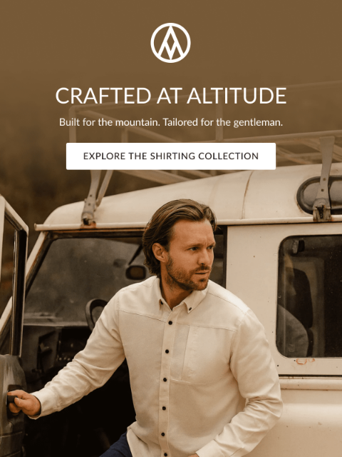 alpsandmeters newsletter: Heritage shirting, refined for the mountains