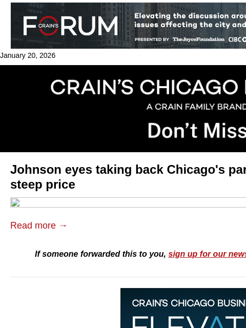 crainalerts newsletter: Johnson eyes costly parking meter buyback