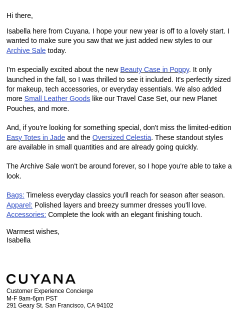 cuyana newsletter: Just in, New Markdowns are Here
