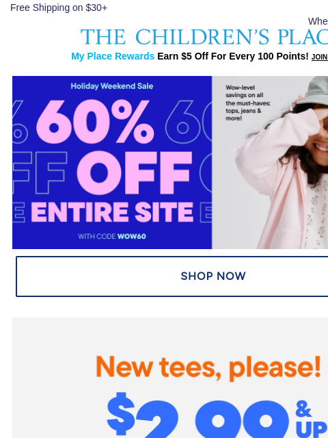 childrensplace newsletter: The Latest Graphic Tee Drop $2.99+🎉