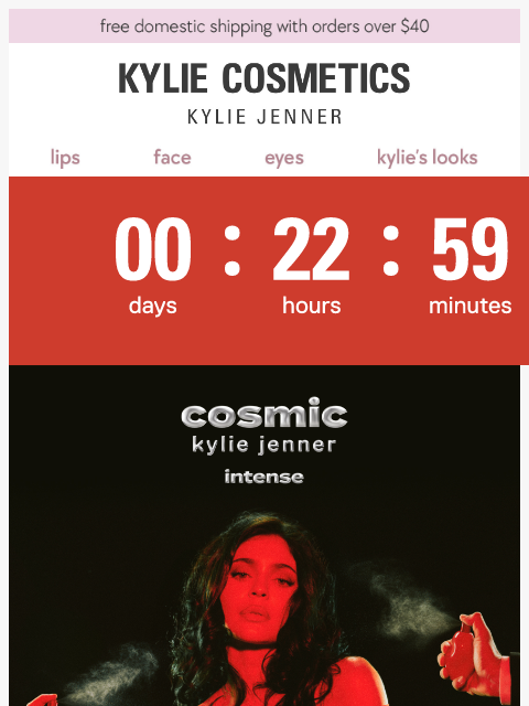 kyliecosmetics newsletter: cosmic intense is almost here ⏰